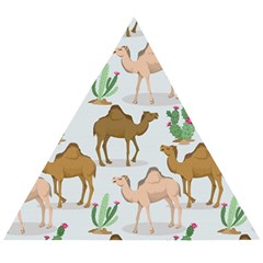 Camels Cactus Desert Pattern Wooden Puzzle Triangle by Wegoenart