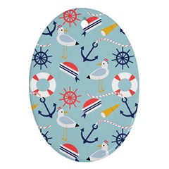 Nautical Marine Symbols Seamless Pattern Ornament (oval) by Wegoenart