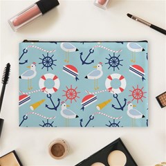 Nautical Marine Symbols Seamless Pattern Cosmetic Bag (large) by Wegoenart