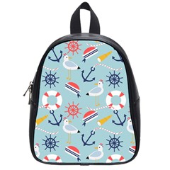 Nautical Marine Symbols Seamless Pattern School Bag (small) by Wegoenart