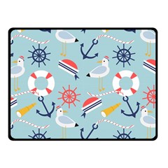 Nautical Marine Symbols Seamless Pattern Fleece Blanket (small) by Wegoenart