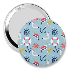 Nautical Marine Symbols Seamless Pattern 3  Handbag Mirrors by Wegoenart