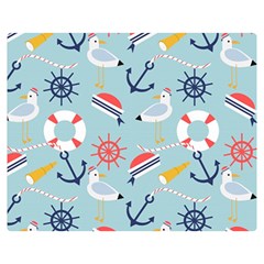 Nautical Marine Symbols Seamless Pattern Double Sided Flano Blanket (medium)  by Wegoenart