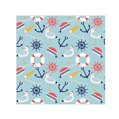 Nautical Marine Symbols Seamless Pattern Small Satin Scarf (square) by Wegoenart