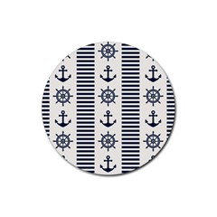 Nautical Seamless Pattern Vector Illustration Rubber Round Coaster (4 Pack)  by Wegoenart