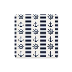 Nautical Seamless Pattern Vector Illustration Square Magnet by Wegoenart