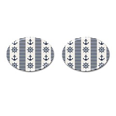 Nautical Seamless Pattern Vector Illustration Cufflinks (oval) by Wegoenart