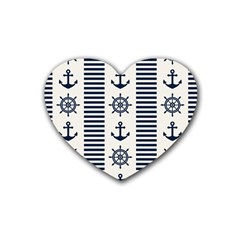 Nautical Seamless Pattern Vector Illustration Heart Coaster (4 Pack)  by Wegoenart