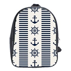 Nautical Seamless Pattern Vector Illustration School Bag (xl) by Wegoenart