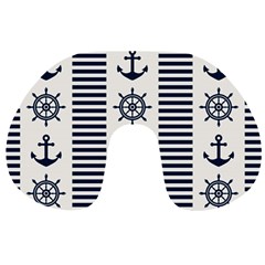 Nautical Seamless Pattern Vector Illustration Travel Neck Pillow by Wegoenart