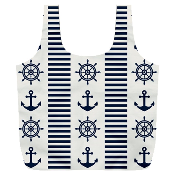 Nautical Seamless Pattern Vector Illustration Full Print Recycle Bag (XXL)