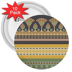 Seamless Pattern Egyptian Ornament With Lotus Flower 3  Buttons (10 Pack)  by Wegoenart