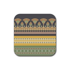 Seamless Pattern Egyptian Ornament With Lotus Flower Rubber Coaster (square)  by Wegoenart