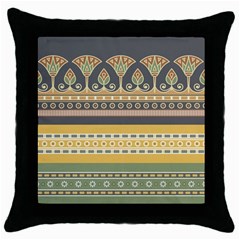 Seamless Pattern Egyptian Ornament With Lotus Flower Throw Pillow Case (black) by Wegoenart