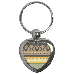 Seamless Pattern Egyptian Ornament With Lotus Flower Key Chain (heart) by Wegoenart