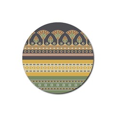 Seamless Pattern Egyptian Ornament With Lotus Flower Rubber Coaster (round)  by Wegoenart