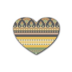 Seamless Pattern Egyptian Ornament With Lotus Flower Heart Coaster (4 Pack)  by Wegoenart