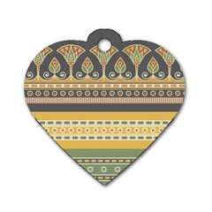 Seamless Pattern Egyptian Ornament With Lotus Flower Dog Tag Heart (one Side) by Wegoenart