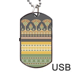 Seamless Pattern Egyptian Ornament With Lotus Flower Dog Tag Usb Flash (one Side) by Wegoenart