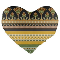 Seamless Pattern Egyptian Ornament With Lotus Flower Large 19  Premium Heart Shape Cushions by Wegoenart