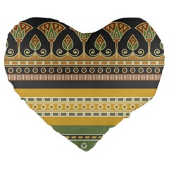 Seamless Pattern Egyptian Ornament With Lotus Flower Large 19  Premium Flano Heart Shape Cushions by Wegoenart