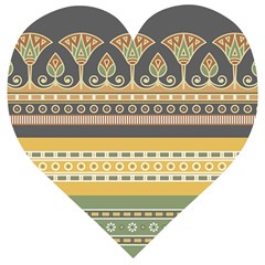 Seamless Pattern Egyptian Ornament With Lotus Flower Wooden Puzzle Heart by Wegoenart