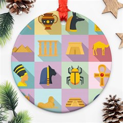 Egypt Icons Set Flat Style Ornament (round) by Wegoenart