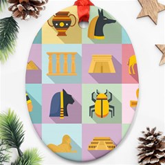 Egypt Icons Set Flat Style Ornament (oval) by Wegoenart