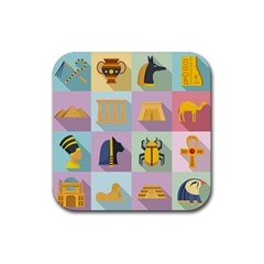 Egypt Icons Set Flat Style Rubber Coaster (square)  by Wegoenart