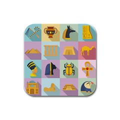 Egypt Icons Set Flat Style Rubber Square Coaster (4 Pack)  by Wegoenart