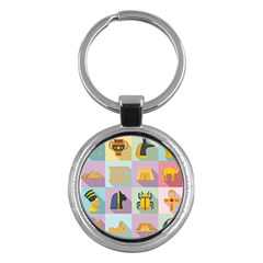 Egypt Icons Set Flat Style Key Chain (round) by Wegoenart