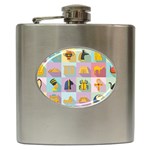 Egypt Icons Set Flat Style Hip Flask (6 oz) Front