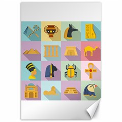 Egypt Icons Set Flat Style Canvas 12  X 18  by Wegoenart