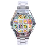 Egypt Icons Set Flat Style Stainless Steel Analogue Watch Front