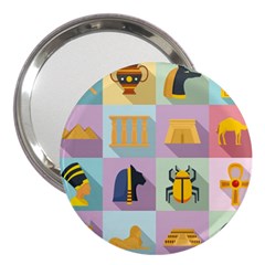 Egypt Icons Set Flat Style 3  Handbag Mirrors by Wegoenart