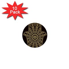 Hamsa Hand Drawn Symbol With Flower Decorative Pattern 1  Mini Buttons (10 Pack)  by Wegoenart