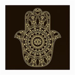 Hamsa Hand Drawn Symbol With Flower Decorative Pattern Medium Glasses Cloth (2 Sides) by Wegoenart