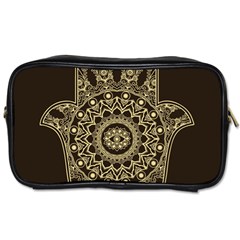 Hamsa Hand Drawn Symbol With Flower Decorative Pattern Toiletries Bag (one Side) by Wegoenart