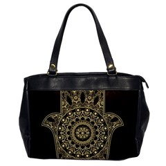 Hamsa Hand Drawn Symbol With Flower Decorative Pattern Oversize Office Handbag by Wegoenart