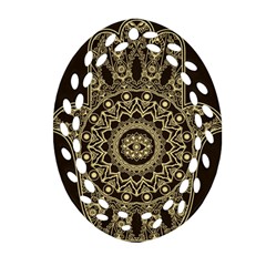 Hamsa Hand Drawn Symbol With Flower Decorative Pattern Ornament (oval Filigree) by Wegoenart