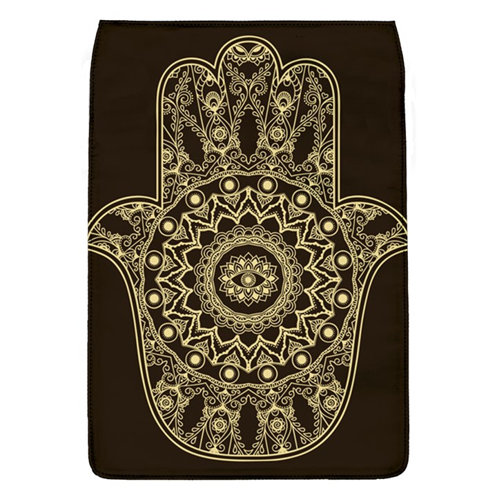 Hamsa Hand Drawn Symbol With Flower Decorative Pattern Removable Flap Cover (L)