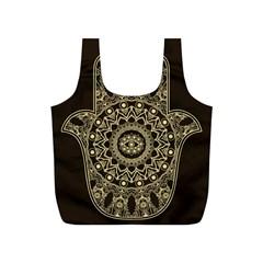 Hamsa Hand Drawn Symbol With Flower Decorative Pattern Full Print Recycle Bag (s) by Wegoenart