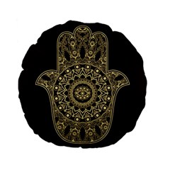 Hamsa Hand Drawn Symbol With Flower Decorative Pattern Standard 15  Premium Flano Round Cushions by Wegoenart