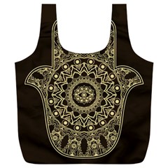 Hamsa Hand Drawn Symbol With Flower Decorative Pattern Full Print Recycle Bag (xxxl)