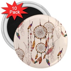 Coloured Dreamcatcher Background 3  Magnets (10 Pack)  by Wegoenart