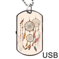 Coloured Dreamcatcher Background Dog Tag Usb Flash (one Side) by Wegoenart