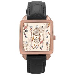 Coloured Dreamcatcher Background Rose Gold Leather Watch 