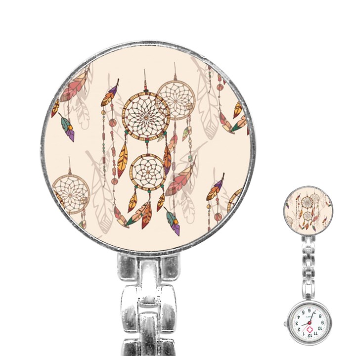 Coloured Dreamcatcher Background Stainless Steel Nurses Watch