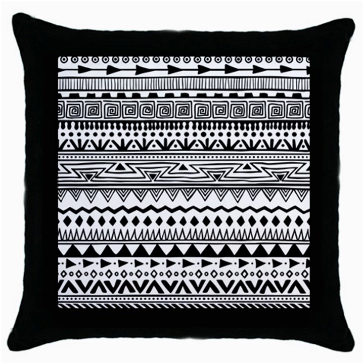 Boho Style Pattern Throw Pillow Case (Black)