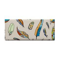 Vector Boho Doodle Feathers Seamless Pattern Illustration Hand Towel